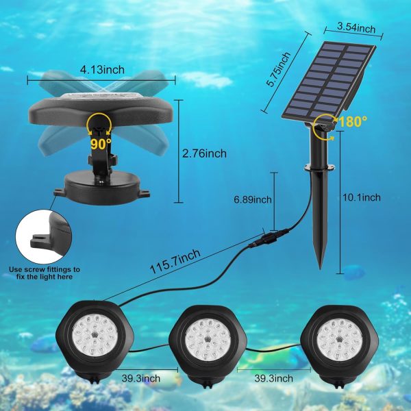 CREPOW Solar Pond Lights RGB Waterproof Outdoor Garden-5