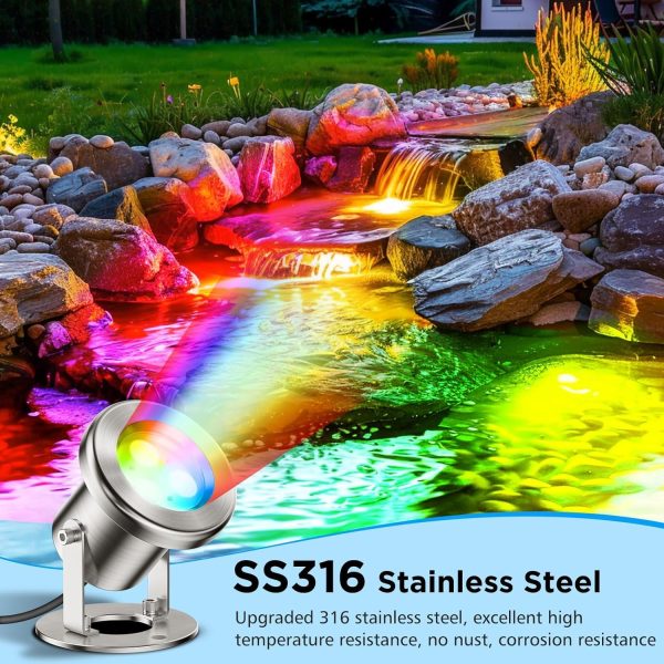 LyLmLe Smart Pond Lights App Control Stainless Steel-7