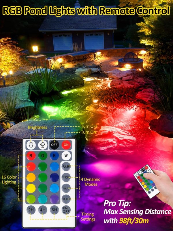 T-SUN Underwater Pond Lights LED RGB Remote Control-3