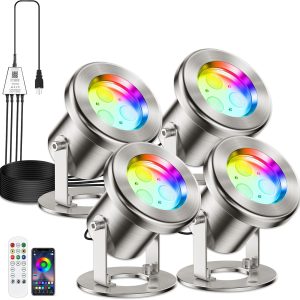 LyLmLe Smart Pond Lights App Control Stainless Steel-0