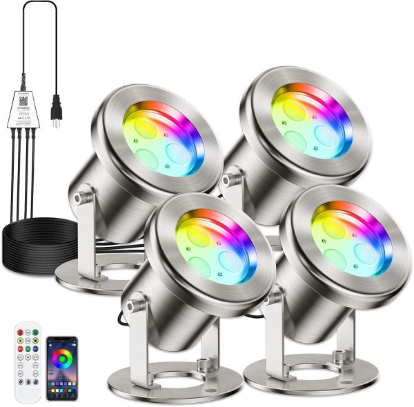 LyLmLe Smart Pond Lights App Control Stainless Steel-0