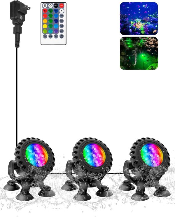 T-SUN Underwater Pond Lights LED RGB Remote Control-0