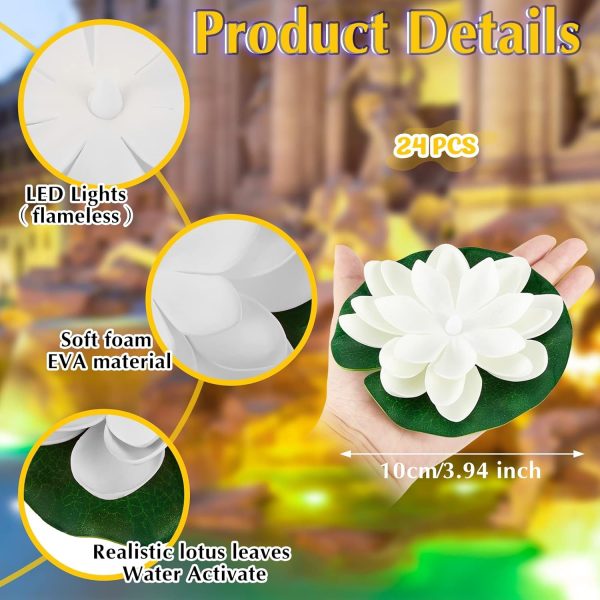 Liliful LED Floating Lotus Lights Waterproof Garden Decor-1