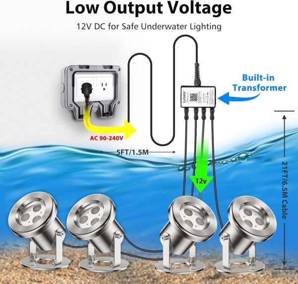 LyLmLe Smart Pond Lights App Control Stainless Steel-1