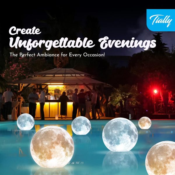 TIALLY Solar Floating Pool Lights Full Moon LED Waterproof-1
