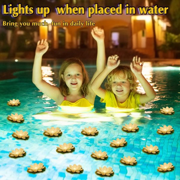 Liliful LED Floating Lotus Lights Waterproof Garden Decor-5