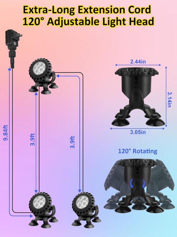 T-SUN Underwater Pond Lights LED RGB Remote Control-6