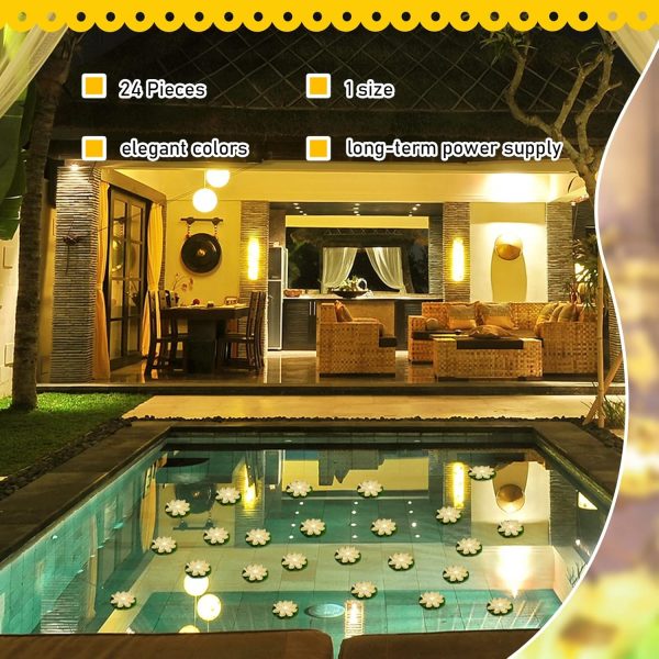 Liliful LED Floating Lotus Lights Waterproof Garden Decor-2