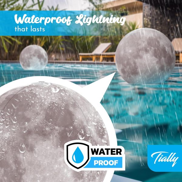 TIALLY Solar Floating Pool Lights Full Moon LED Waterproof-4