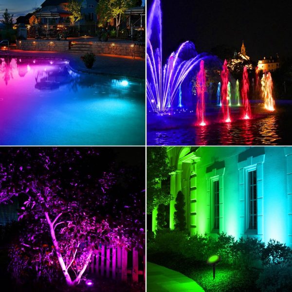 T-SUN RGB Pond Lights IP68 Waterproof Color Changing Garden-5