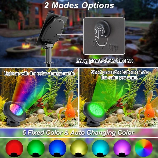 CREPOW Solar Pond Lights RGB Waterproof Outdoor Garden-2